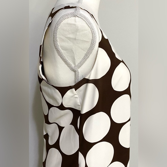 Sunny Leigh Womens 10 Brown/Cream Lg Polka Dot Sleeveless Dress Preppy Classic - Picture 7 of 13